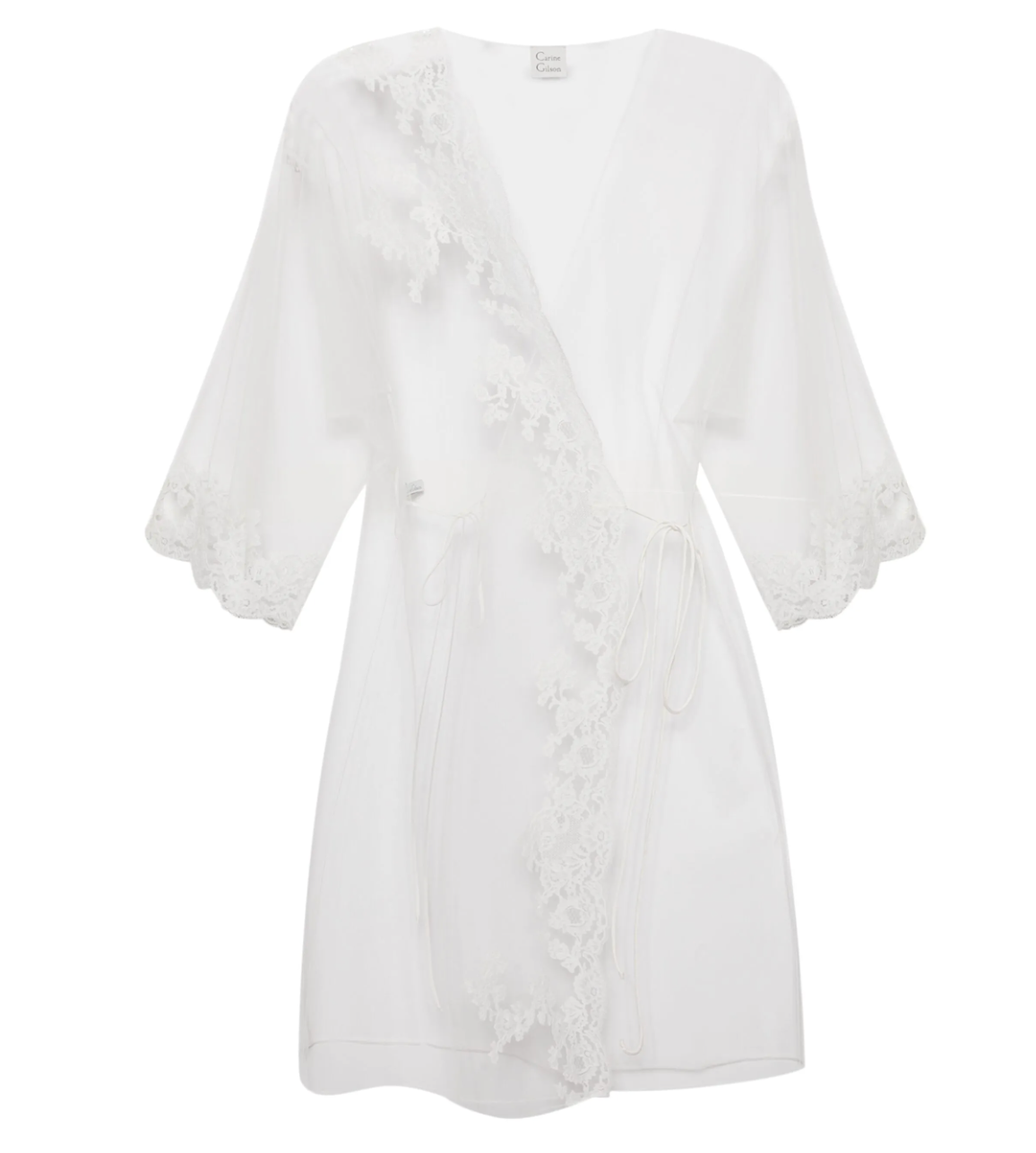 Carine Gilson Lace-Appliqué Sheer Kimono