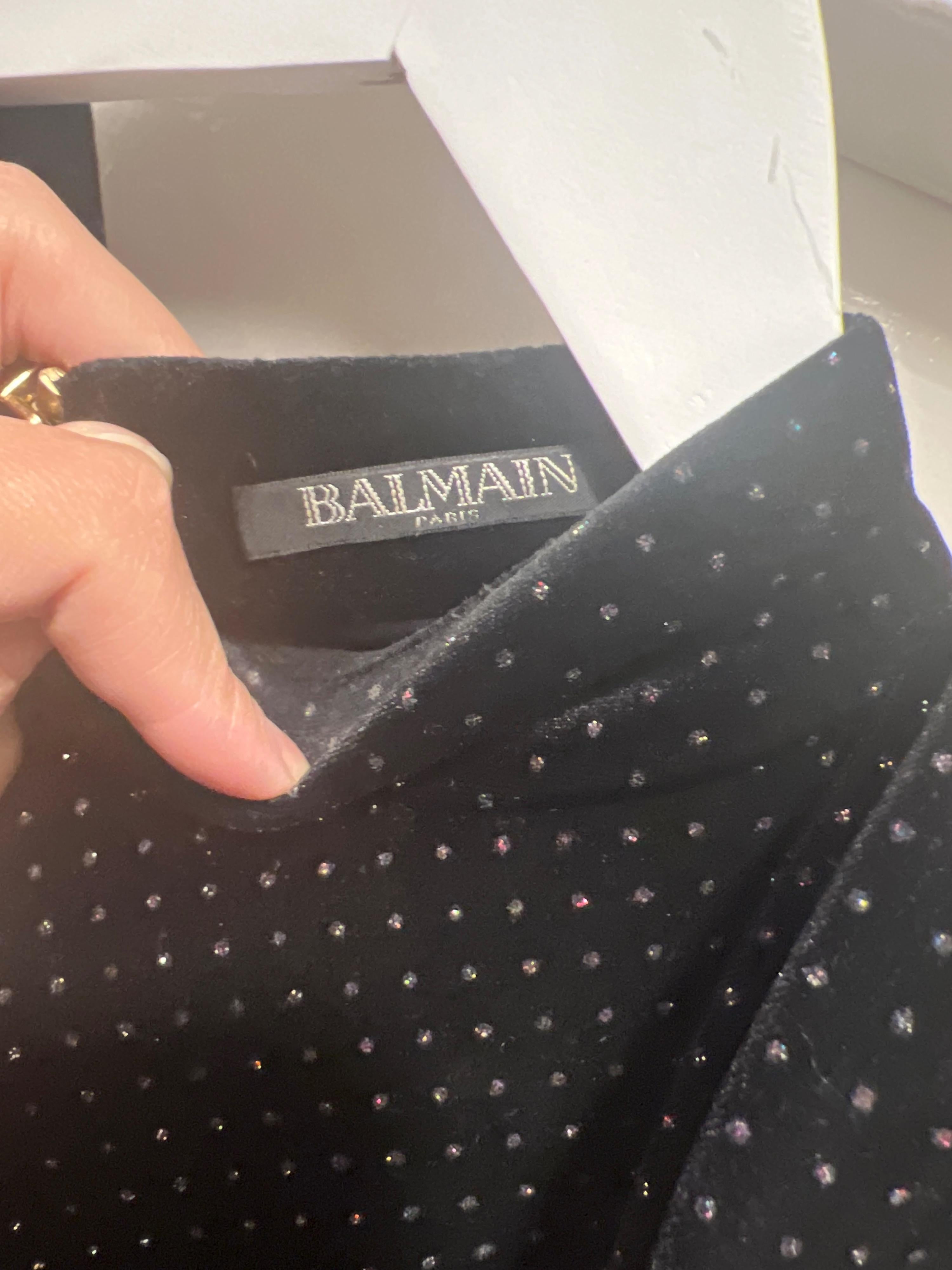 Balmain Black Velvet Embellished Mini Dress with Bow Detail