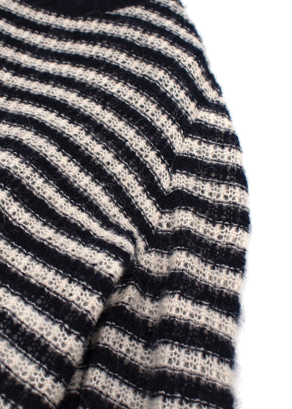 Dior Black Striped Alpaca Blend Jumper with Gold Button Detail