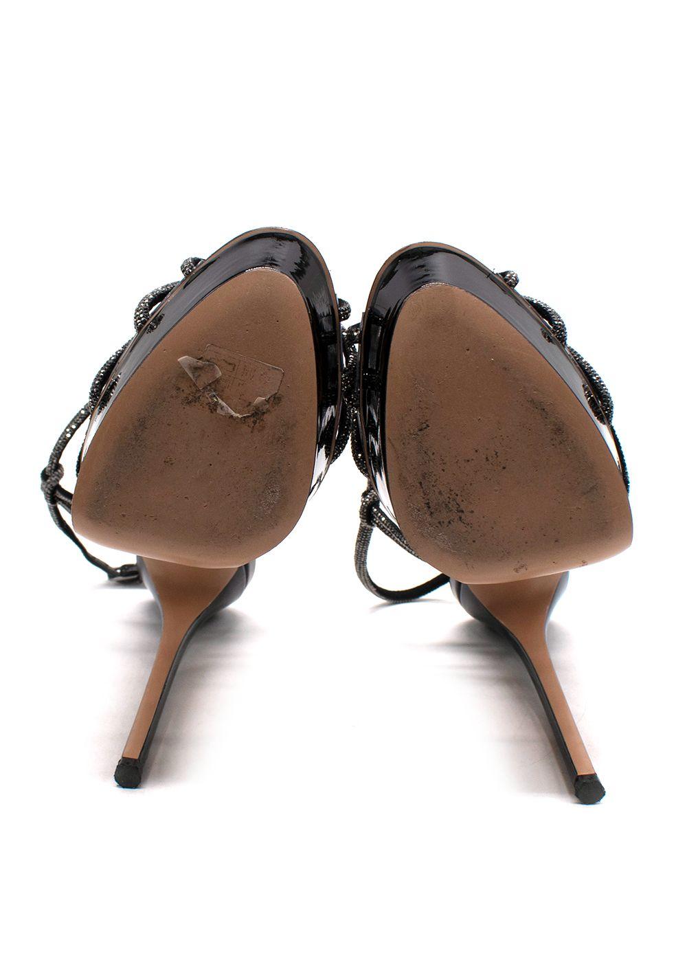 Casadei Black Flora C+C 160mm Patent Platforms