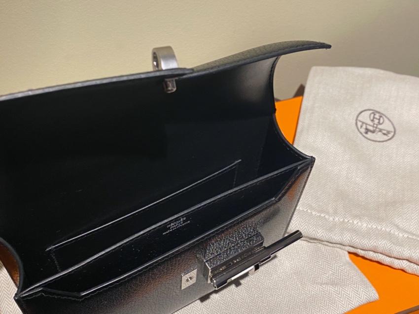 Hermes Noir Chamkila Leather Verrou Chaine Mini Bag PHW
