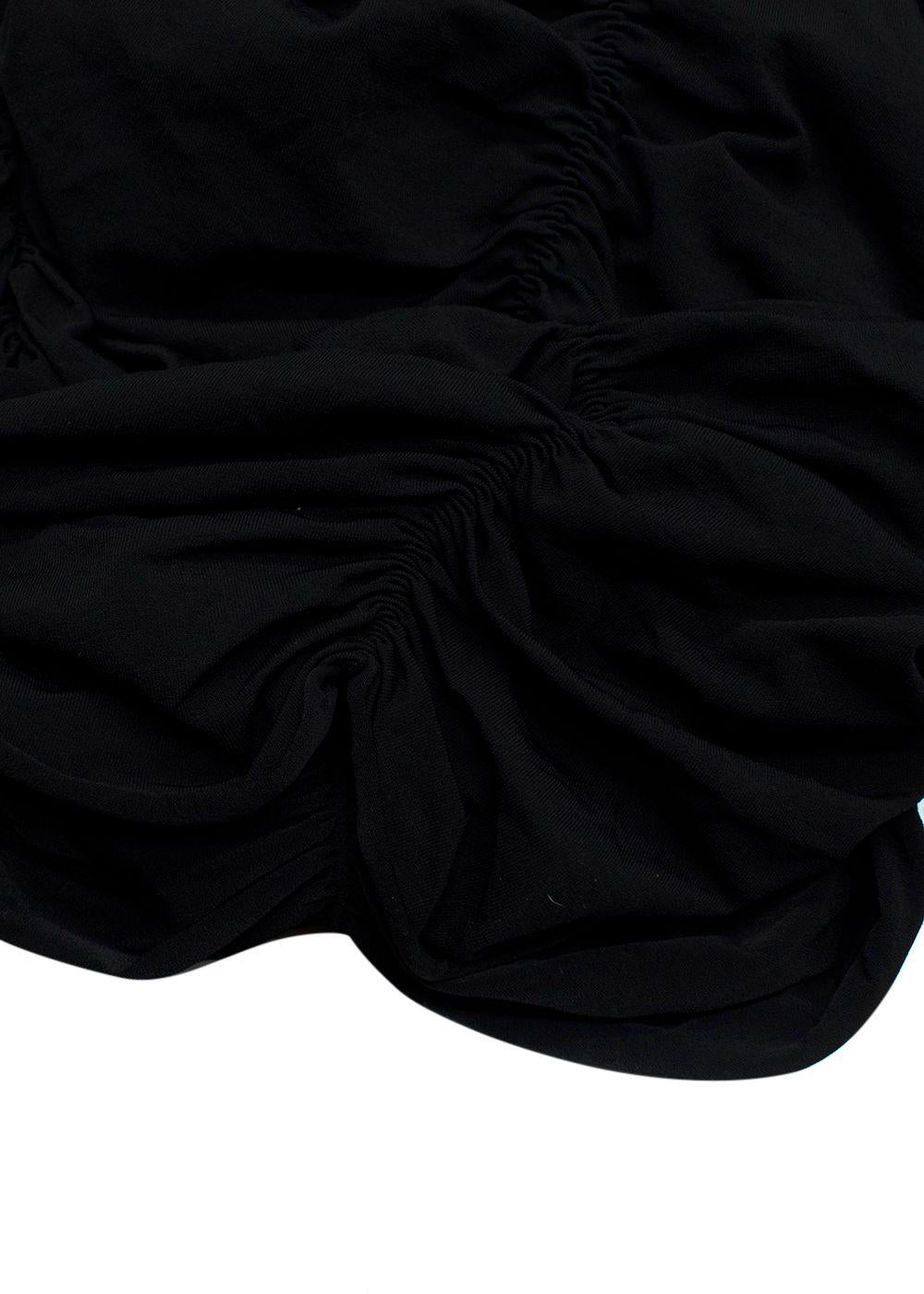 Khaite Black Ruched V-Neck Midi Dress