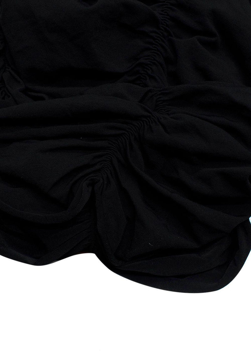 Khaite Black Ruched V-Neck Midi Dress