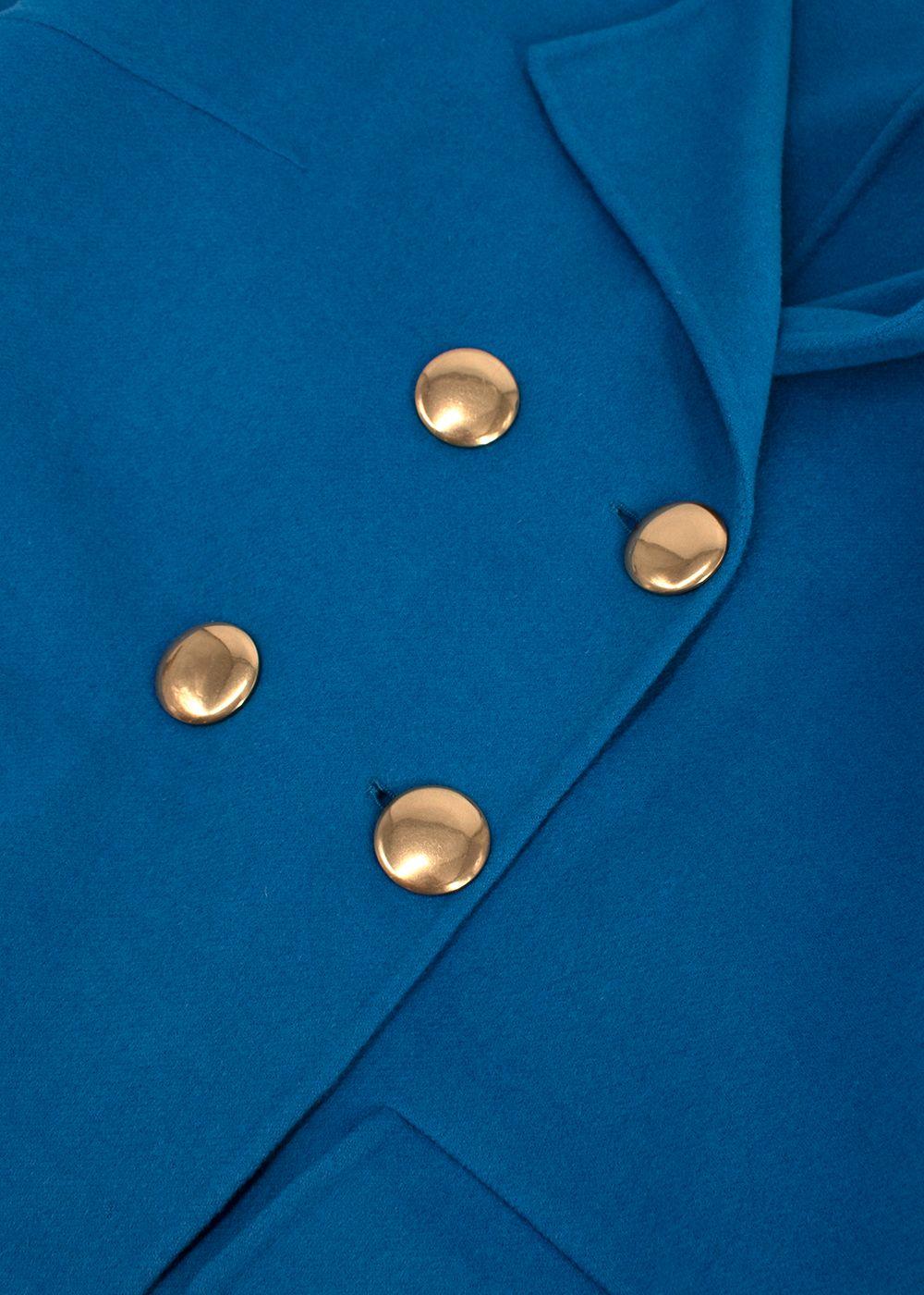 Marni Blue Short Sleeve Double Breasted Jacket with Gold Buttons