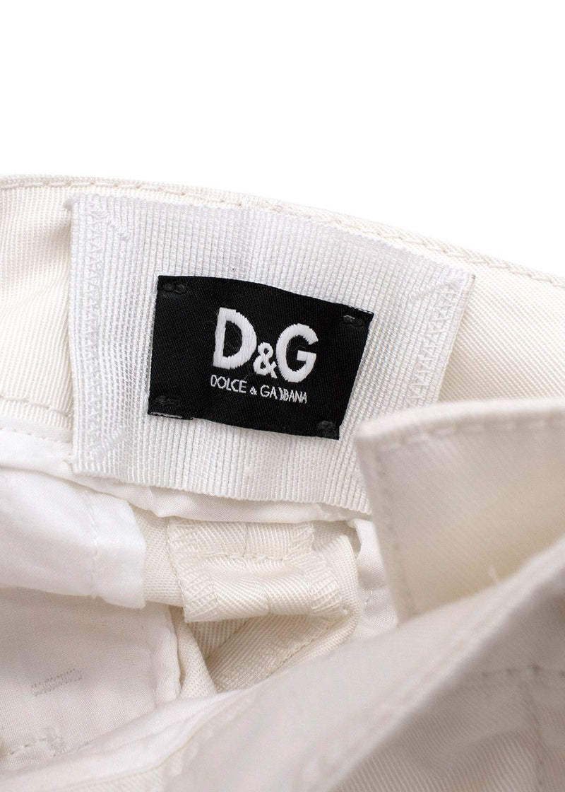D&G White Cotton Shorts
