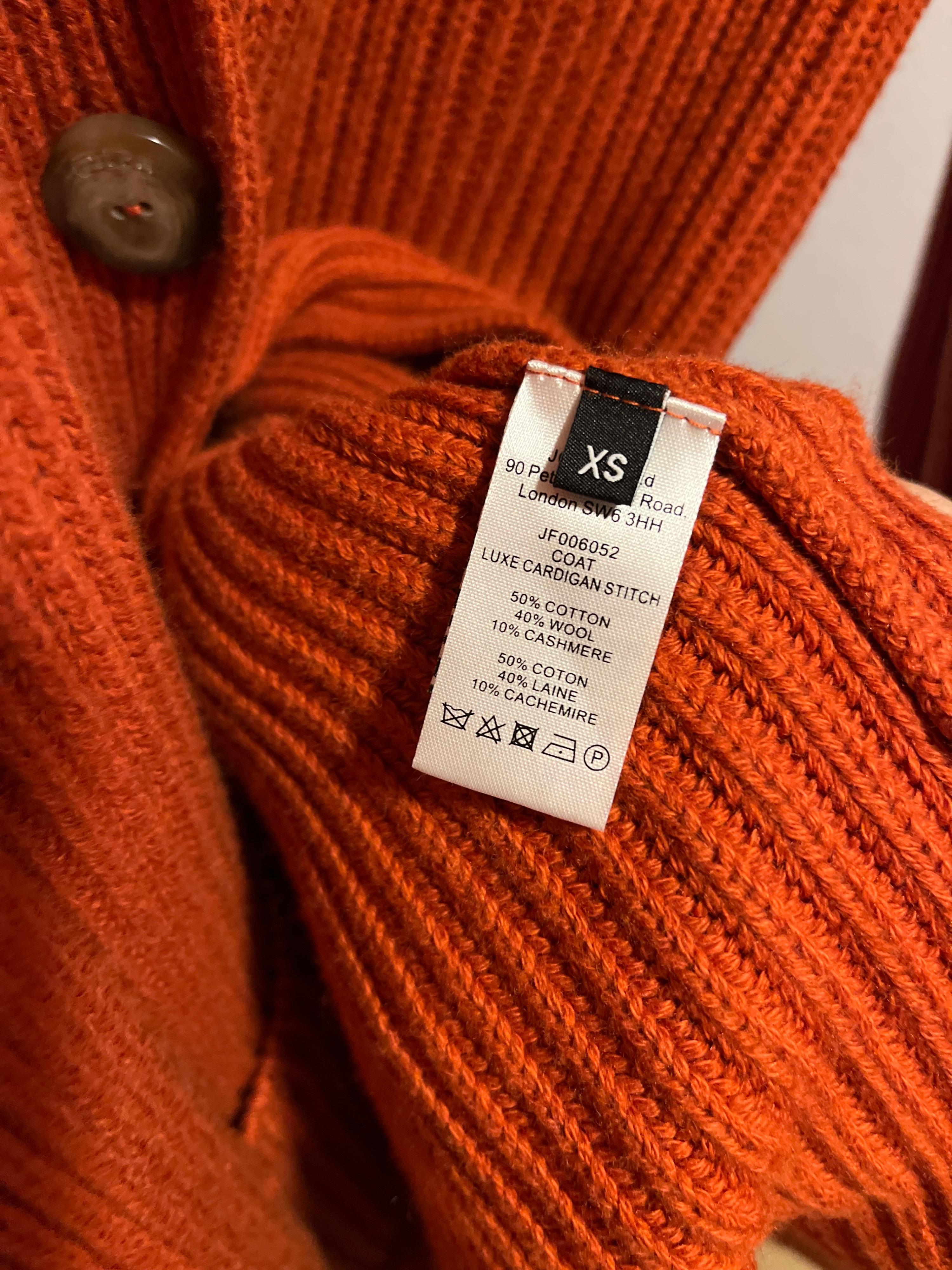 Jospeh Orange Belted Rib Knit Longline Cardigan