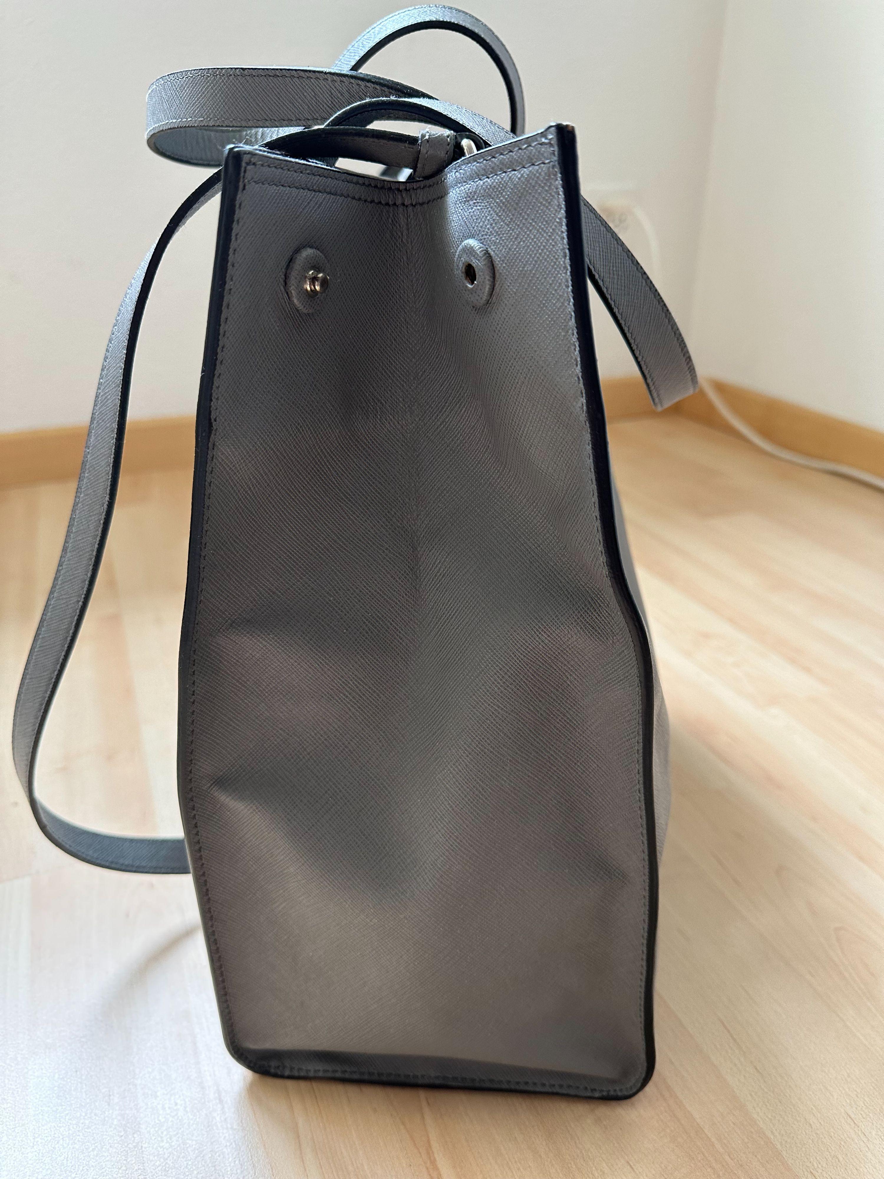 Prada Grey Saffiano Leather Tote Bag