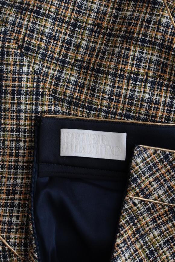 multicolour tweed  A line button-through midi skirt