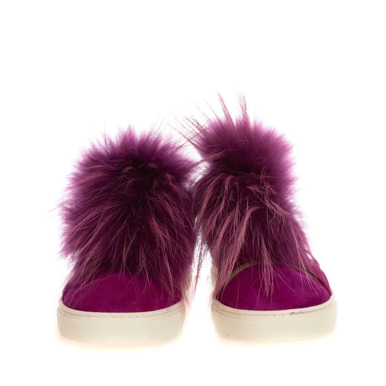 Mesh Raccoon Fur Trim Sneakers