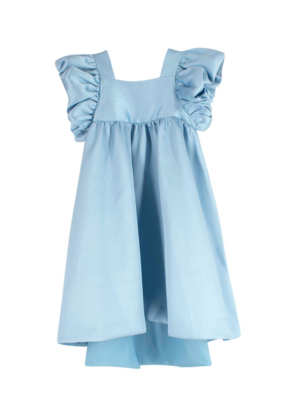 Hucklebones Blue Twisted Sleeve High Low Dress