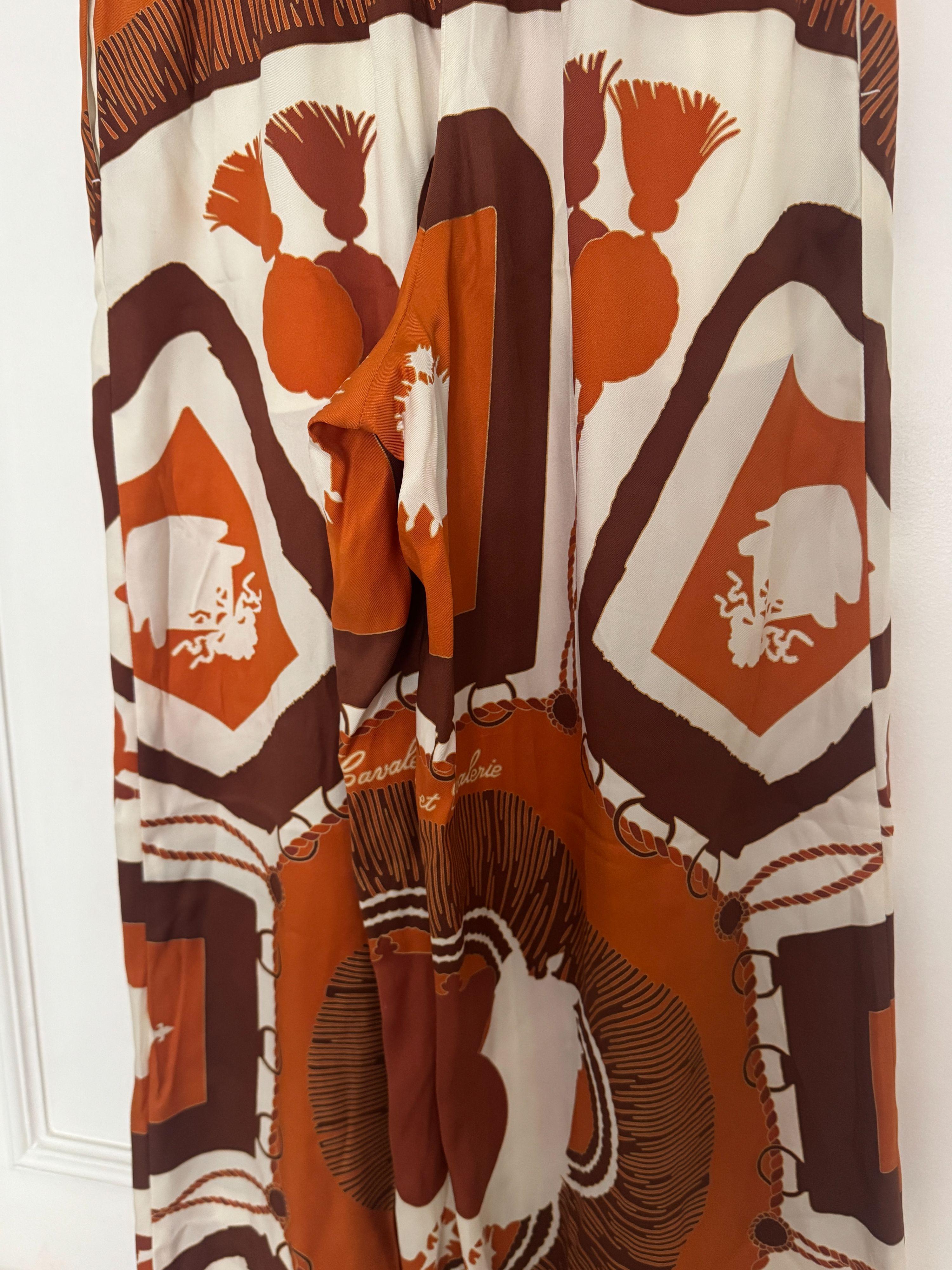 Hermes Printed Silk Palazzo Pants