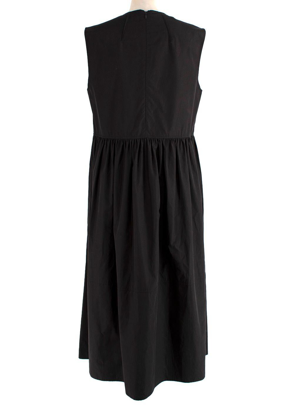 Brown Sleeveless Cotton Poplin Dress