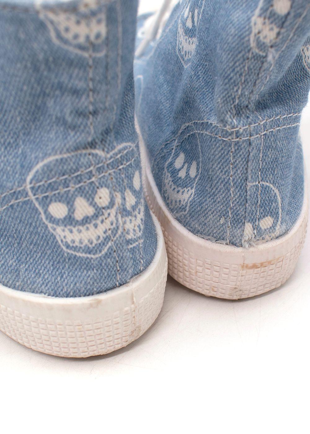 Skull Print Light Blue Lace Up High Top Trainers