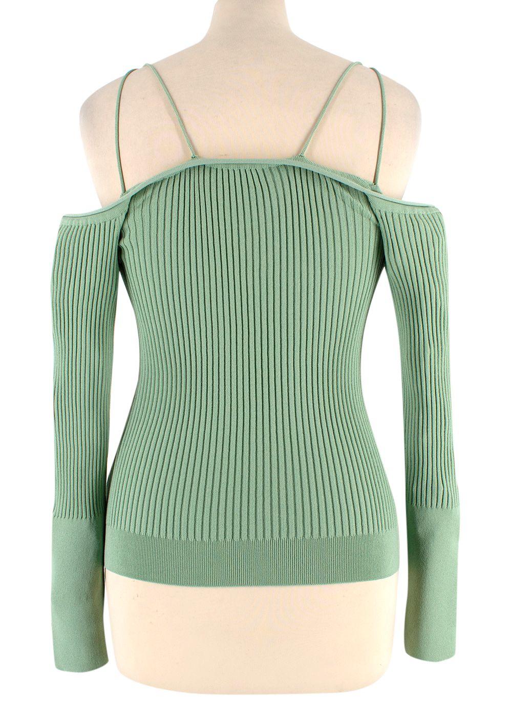 Jacquemus Sage Green Tordu Cold Shoulder Cardigan