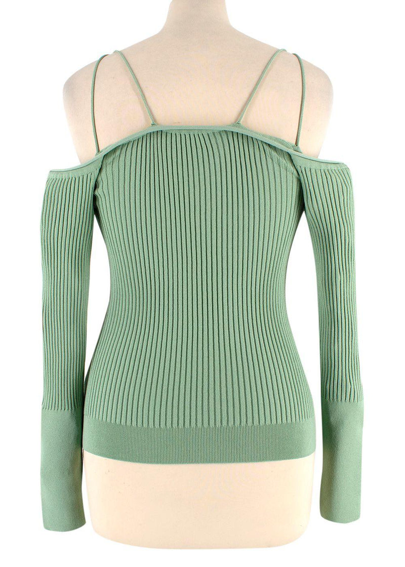 Jacquemus Sage Green Tordu Cold Shoulder Cardigan