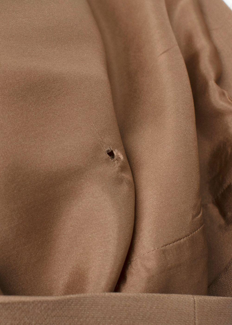 Valentino Wool Mock Neck Long Sleeve Camel Brown Top and Trouser Set