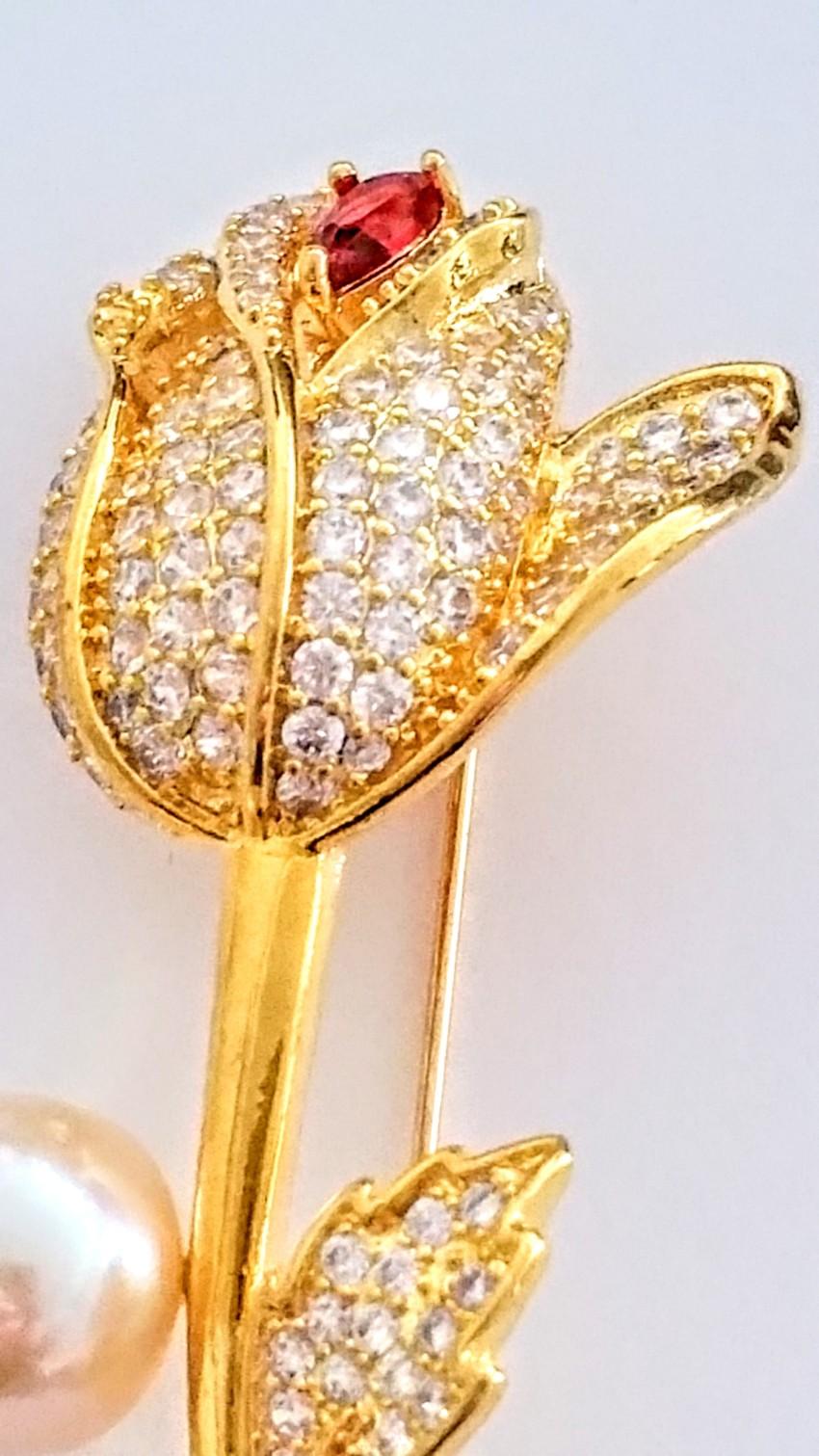 Bespoke Crystal Embellished Rose Brooch