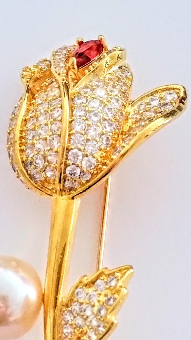 Bespoke Crystal Embellished Rose Brooch