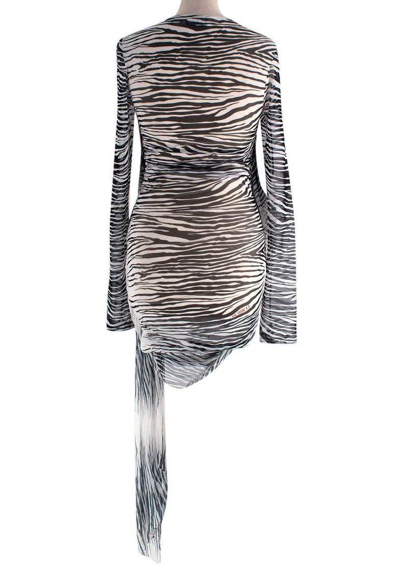 The Attico Zebra Print Mesh Mini Dress