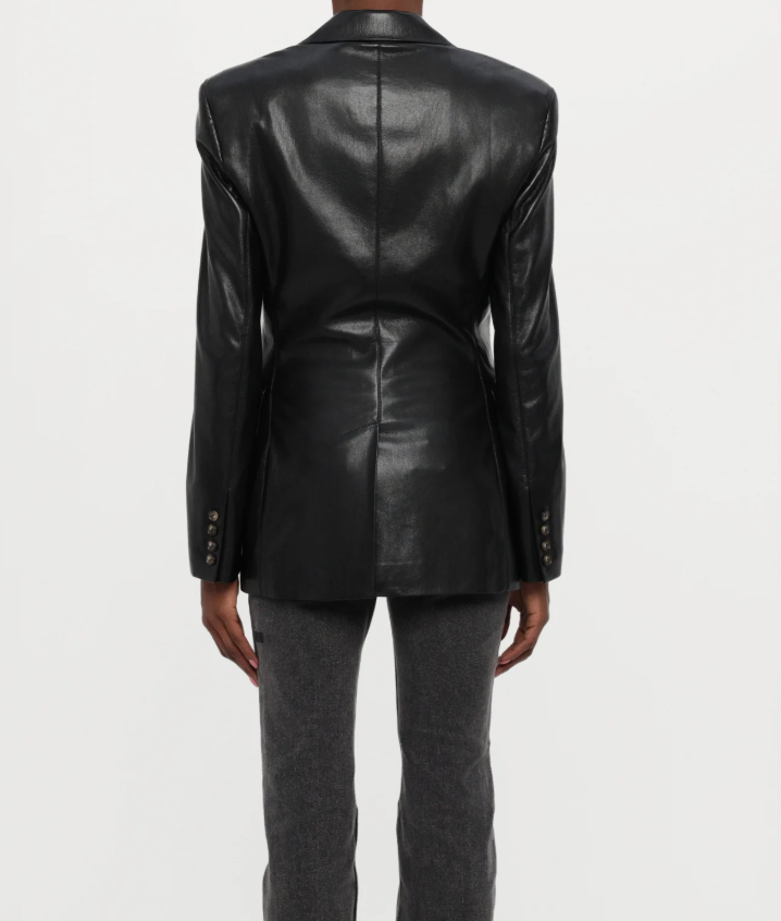 Nanushka Black Faux Leather Blazer
