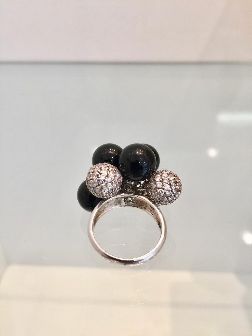 Ambrosia Paris Couture Onyx & Swarovski Crystal Ring