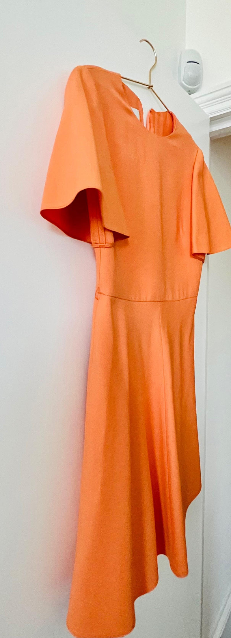 Valentino Orange Fluted Sleeve Mini Dress