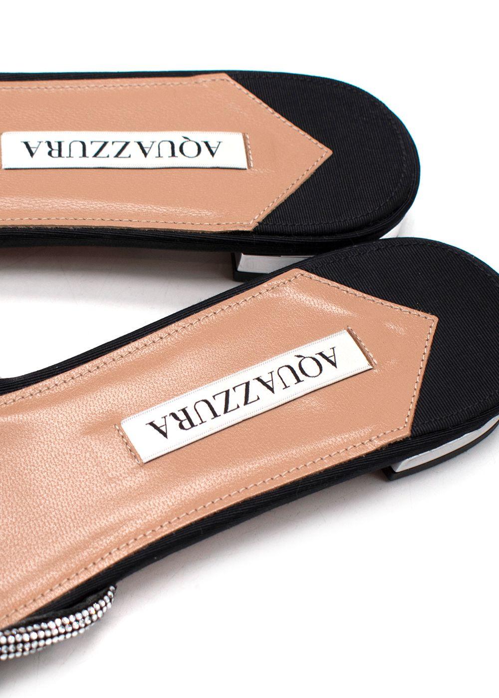Aquazzura Black Crystal Flat Slides