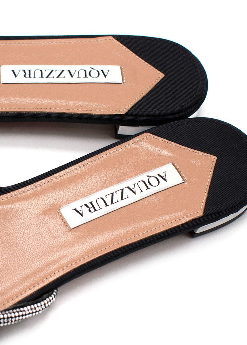Aquazzura Black Crystal Flat Slides