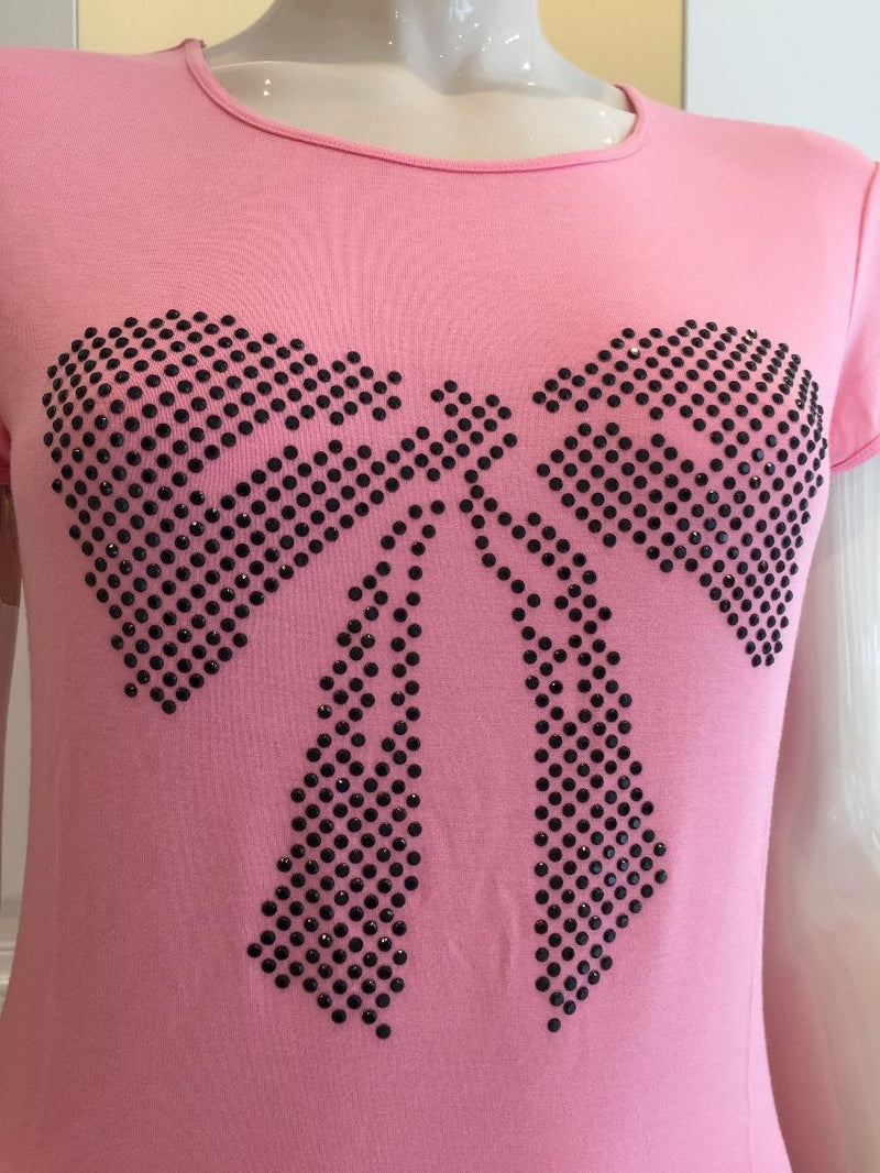 Free Voogue Italy Rose Pink Bow T Shirt