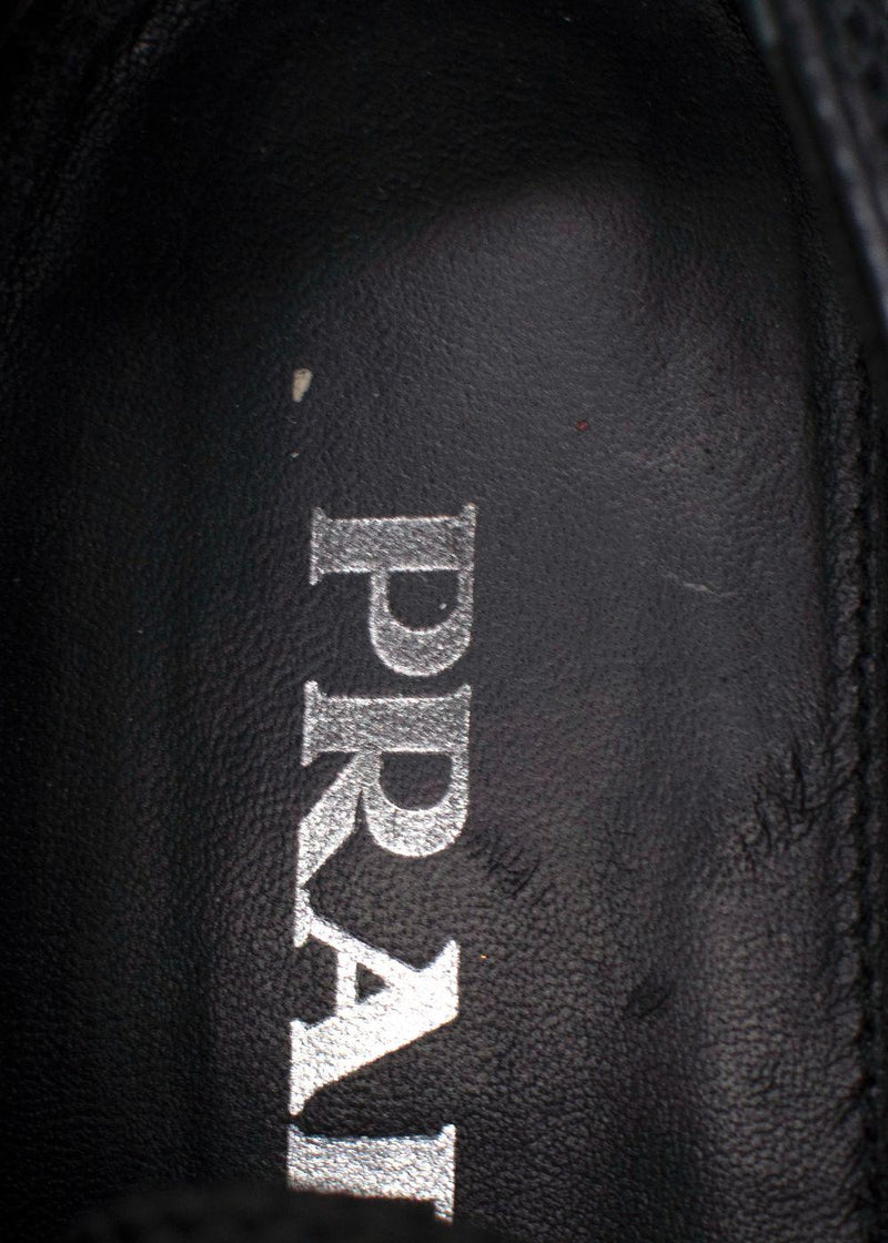 Prada Black Brushed Leather Derby Brogues