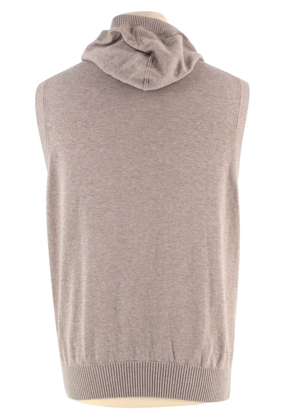 Brunello Cucinelli Beige Knitted Hooded Sweater Vest
