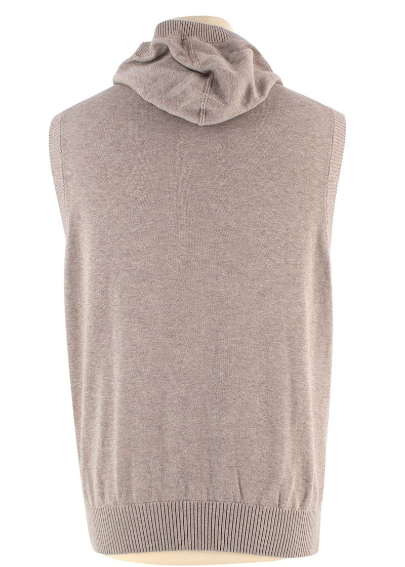 Brunello Cucinelli Beige Knitted Hooded Sweater Vest