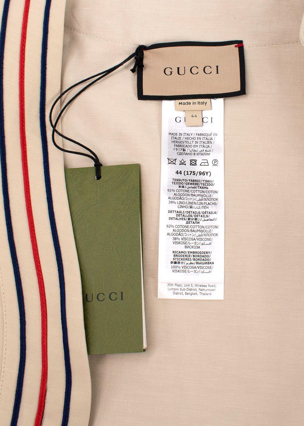 Gucci Beige Anchor Embroidered Cropped Jacket