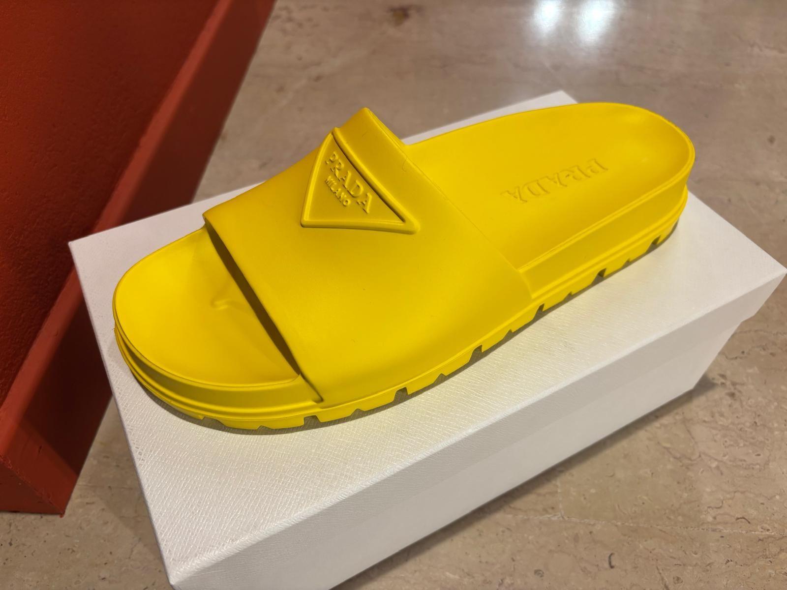 Prada Yellow Rubber Slides