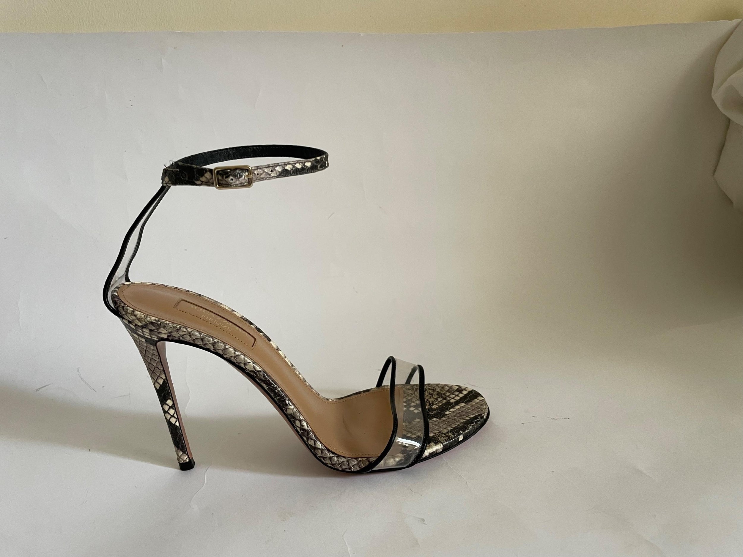 Snake Embossed Leather & PVC Sandals