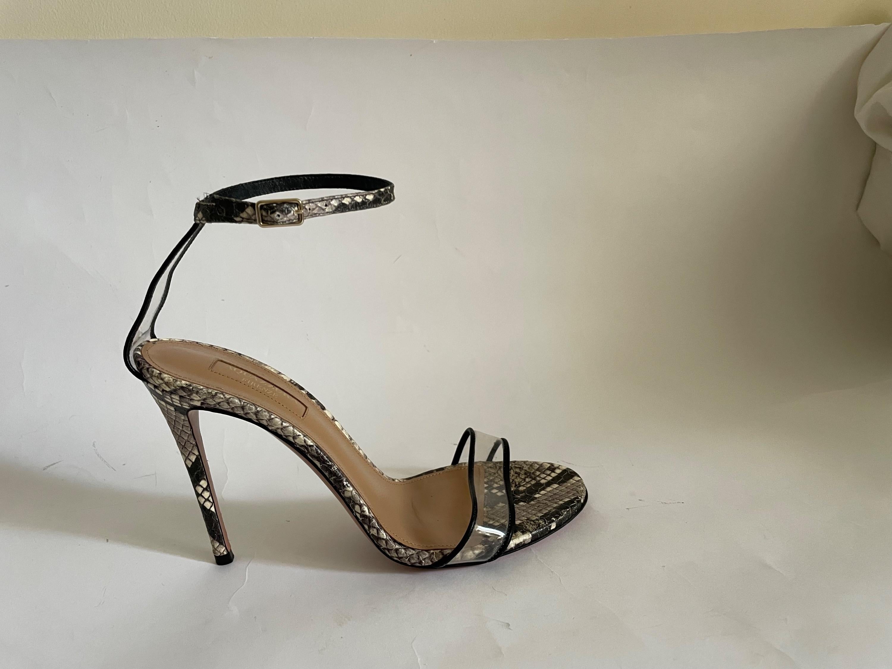 Snake Embossed Leather & PVC Sandals