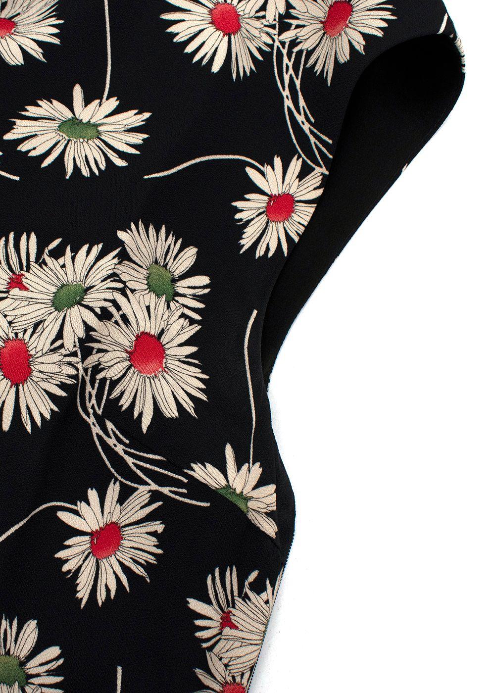 High Neck Floral Print Sleeveless Dress
