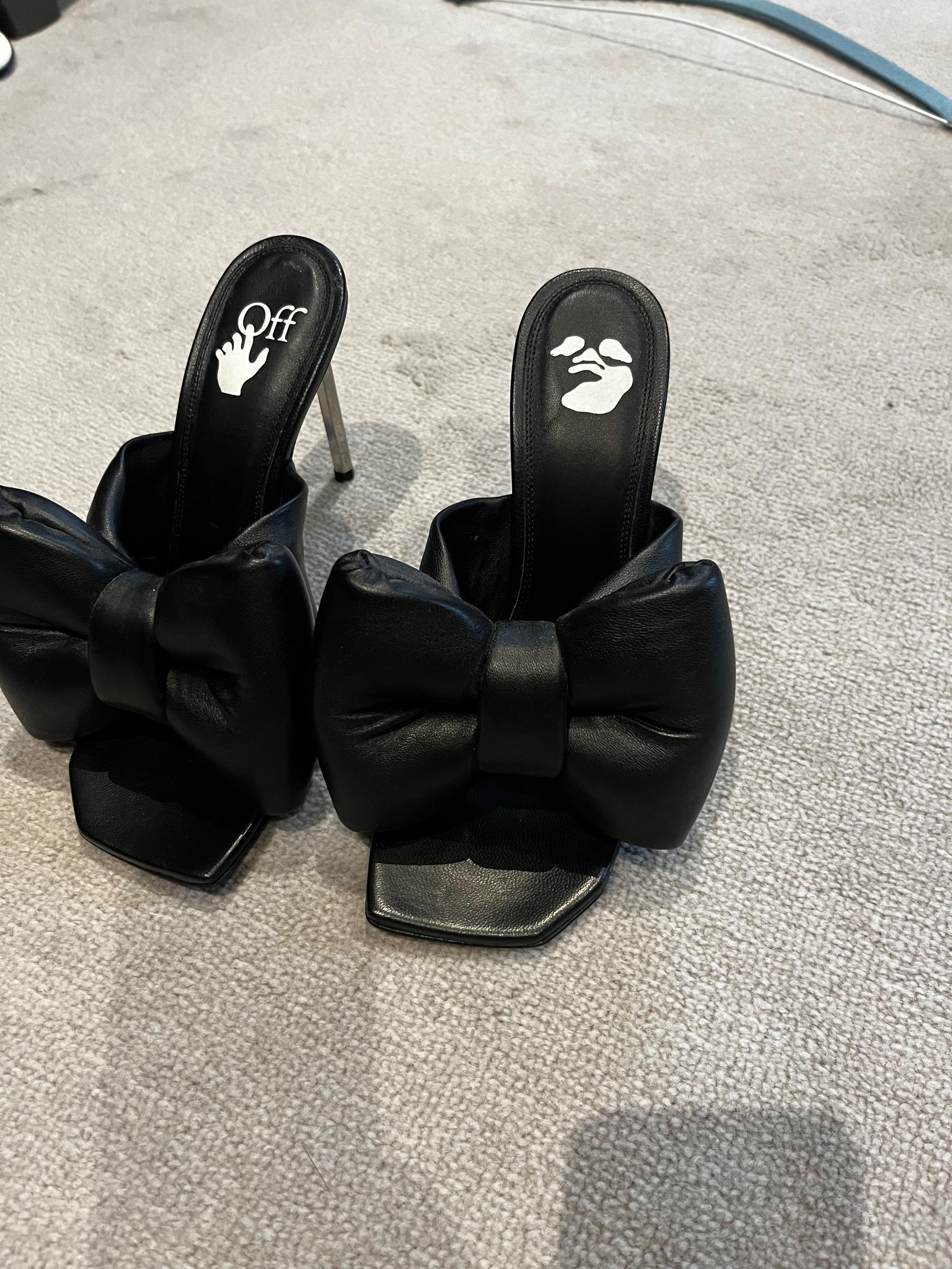 Black Leather Allen Bow Mules