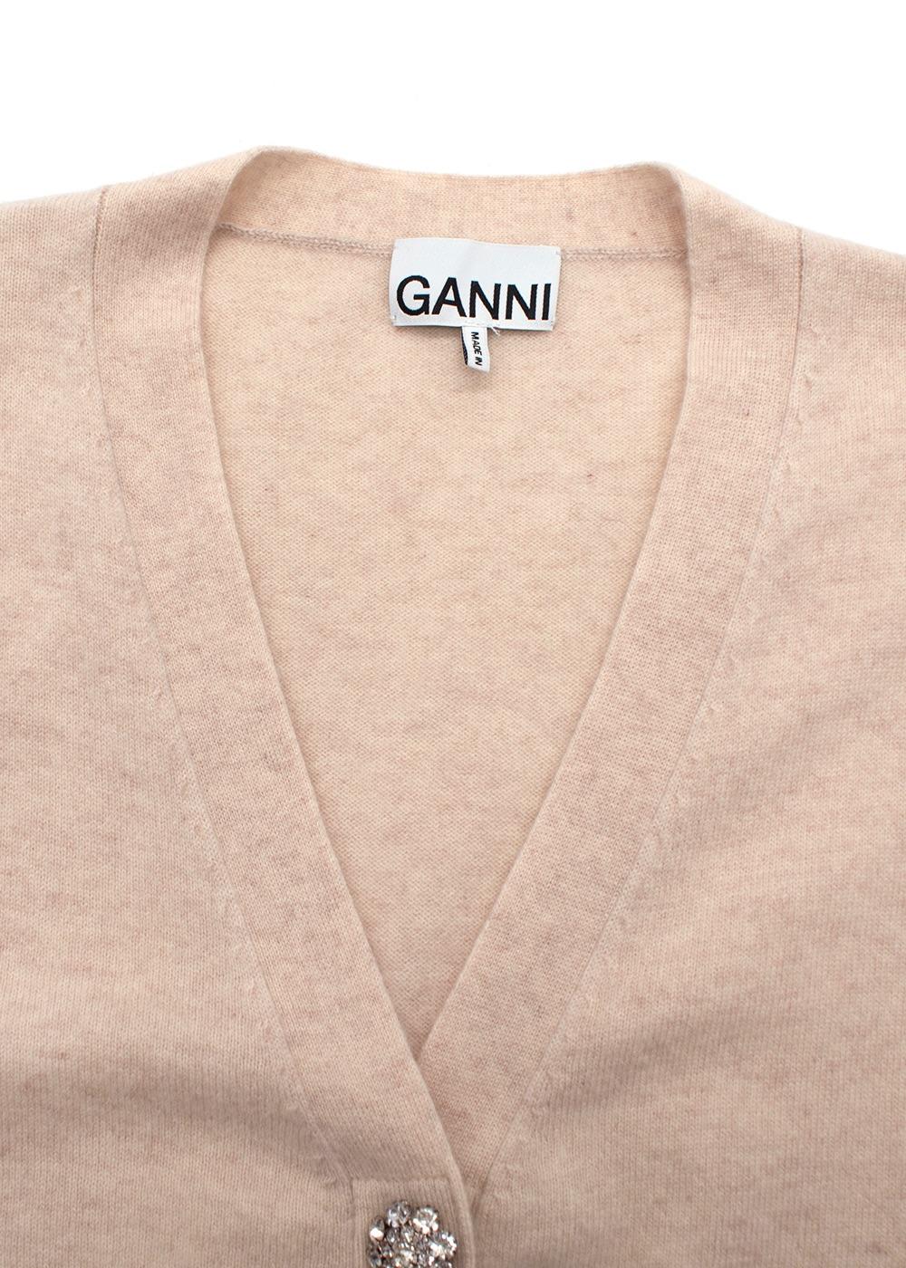 Ganni Oatmeal Cashmere Longline Sweater Vest