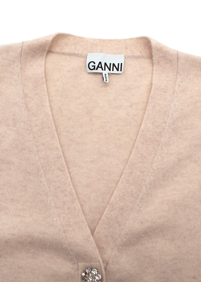 Ganni Oatmeal Cashmere Longline Sweater Vest