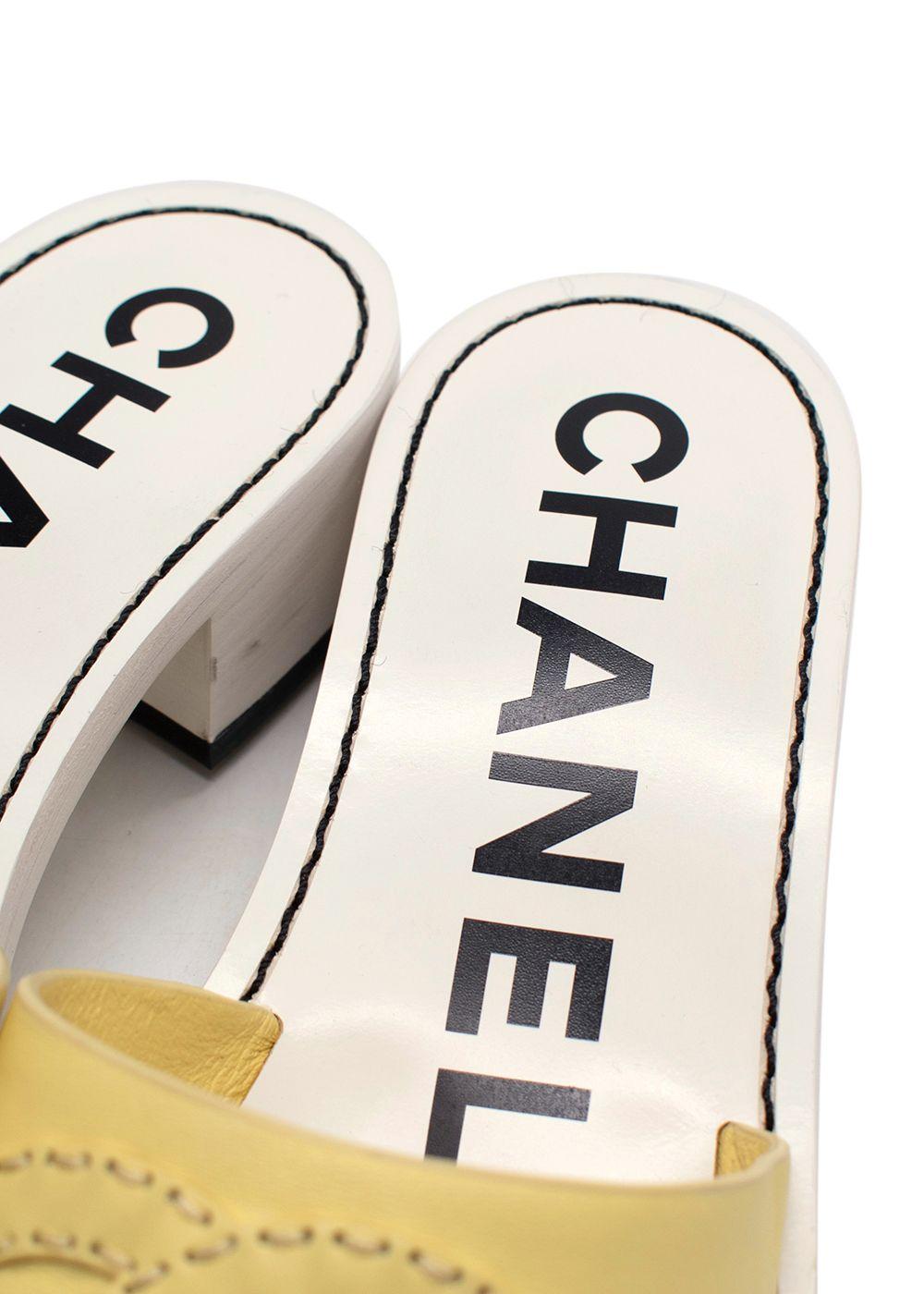 Chanel Yellow Leather Mule Sandals