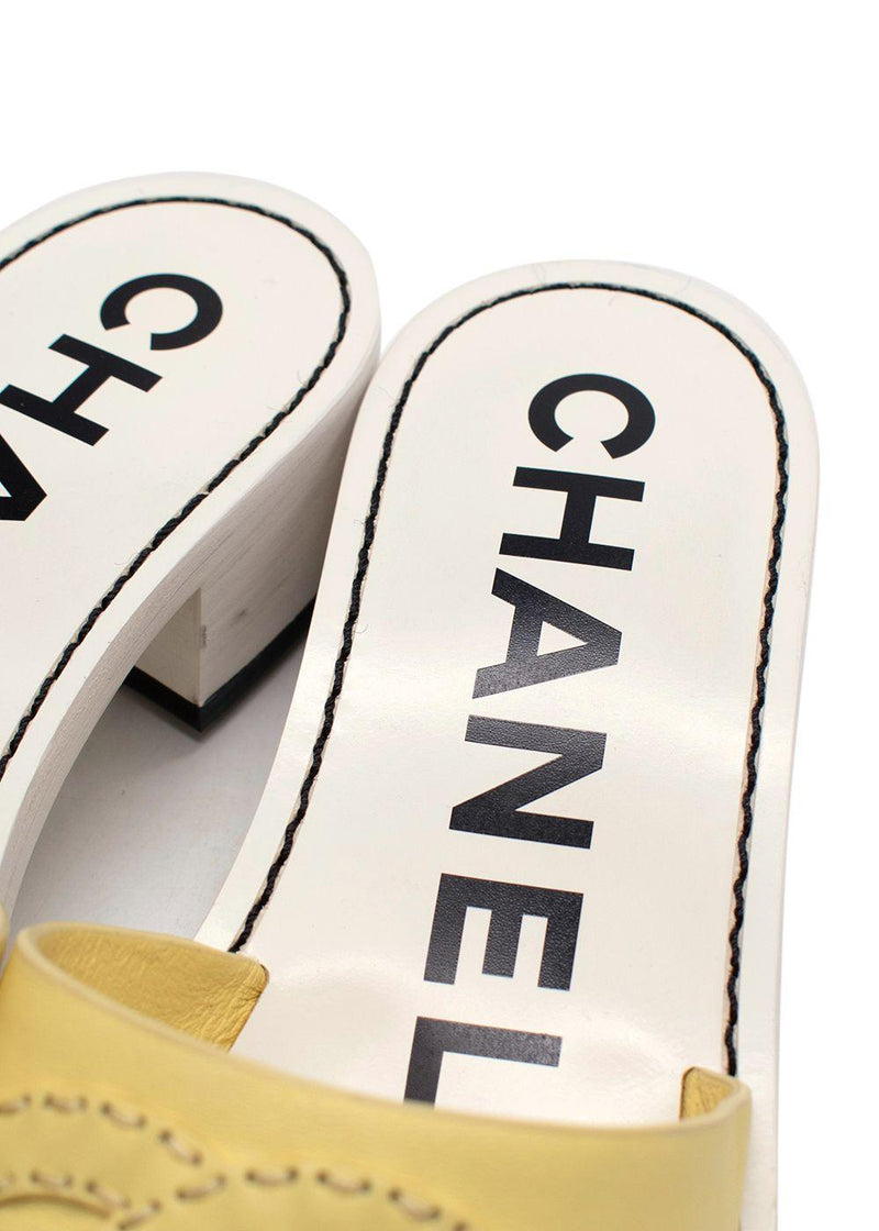 Chanel Yellow Leather Mule Sandals