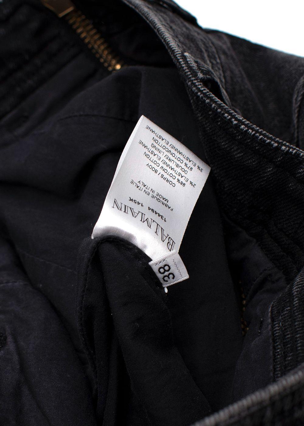 Balmain Black Denim Skirt with Gold Button Detail