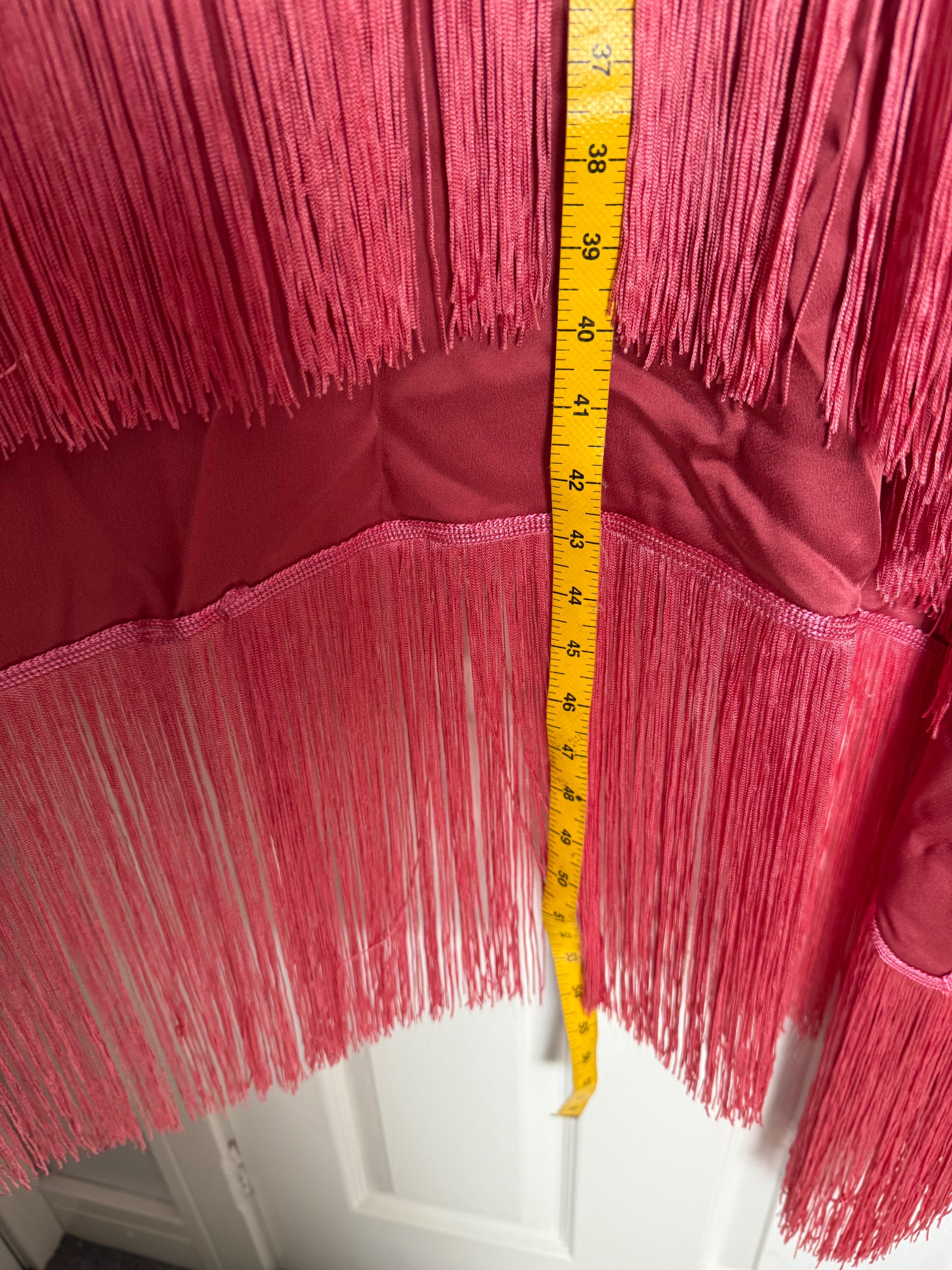Pink Crepe Fringed Dress