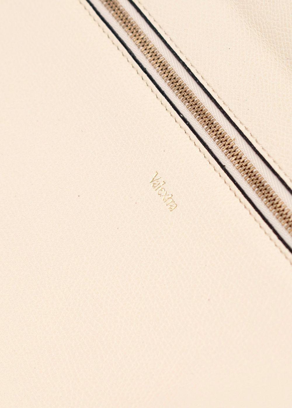 Valextra Cream Leather Envelope Clutch