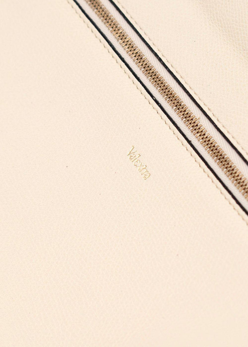 Valextra Cream Leather Envelope Clutch