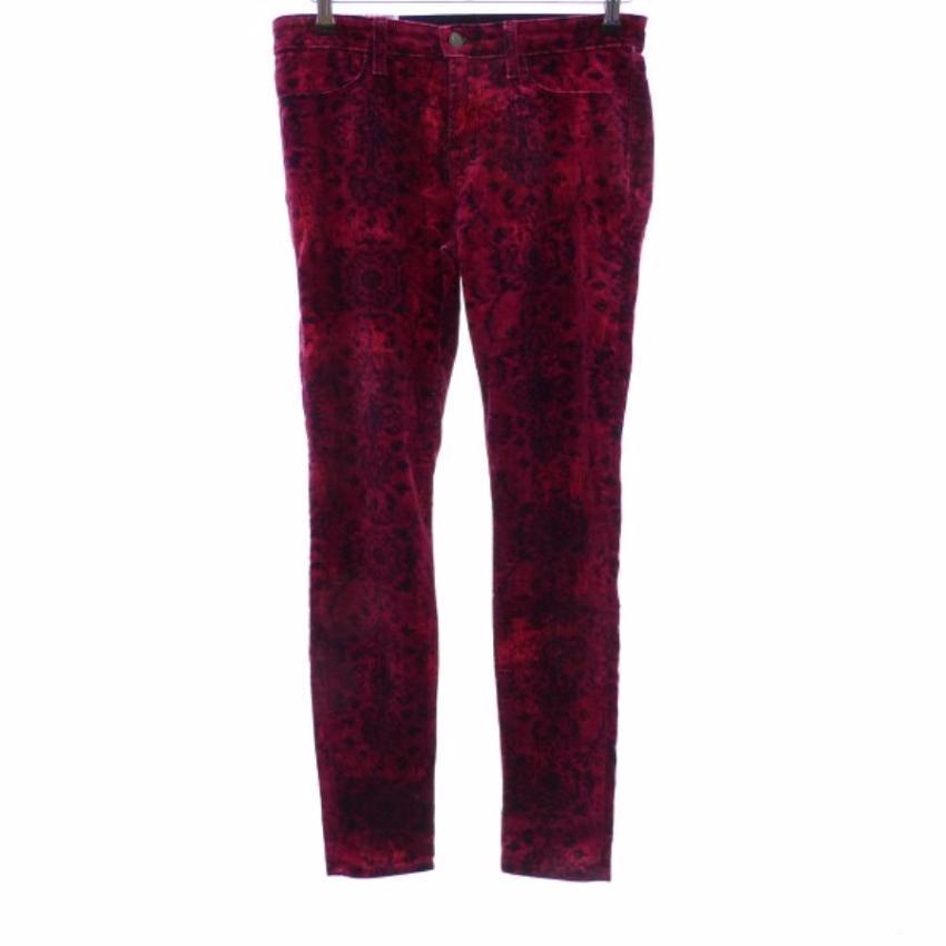 J BRAND Black Red Floral Velvet Pants