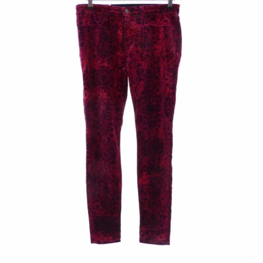 J BRAND Black Red Floral Velvet Pants