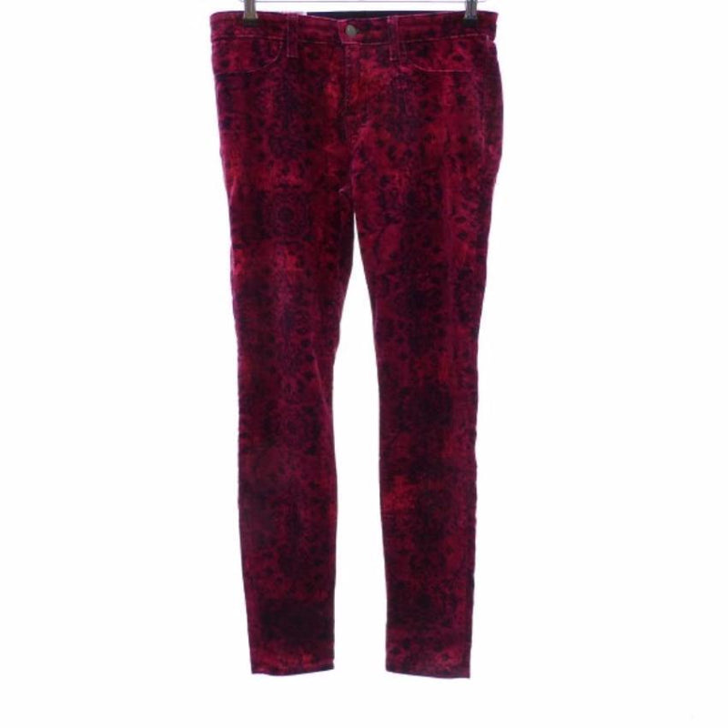 J BRAND Black Red Floral Velvet Pants