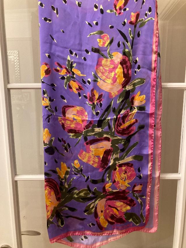 Missoni Purple Floral Print Silk Scarf 90